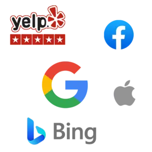 Electronic playground - yelp, google,facebook,bing,apple logo