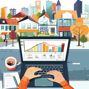 Electronic playground - digital marketing professional analyzing google ads data with roseville landmarks in the background