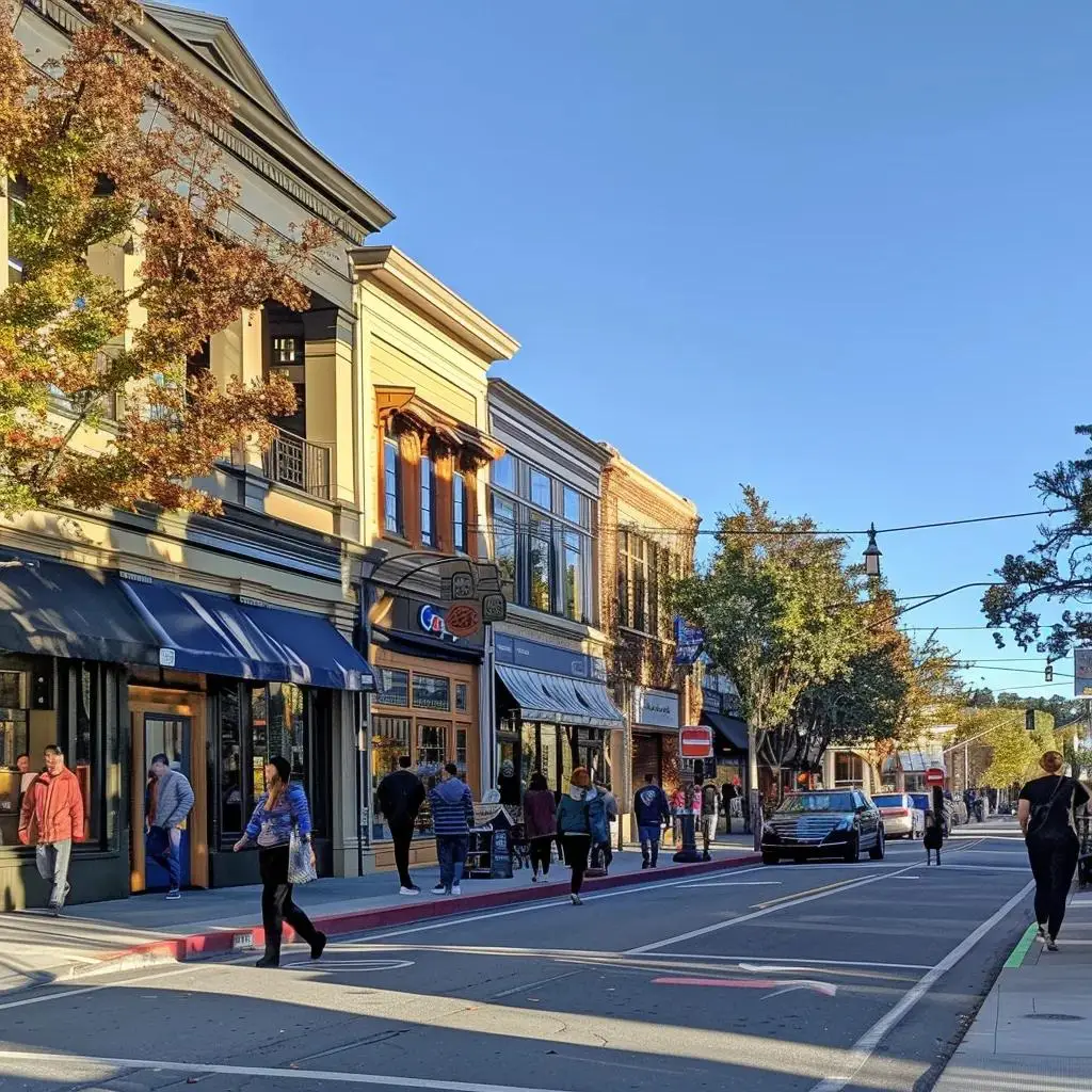 Roseville street scene with local businesses illustrating Google Ads local targeting