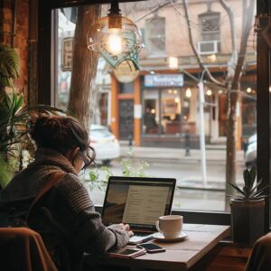 Electronic playground - local business owner analyzing google ads in a cozy roseville office