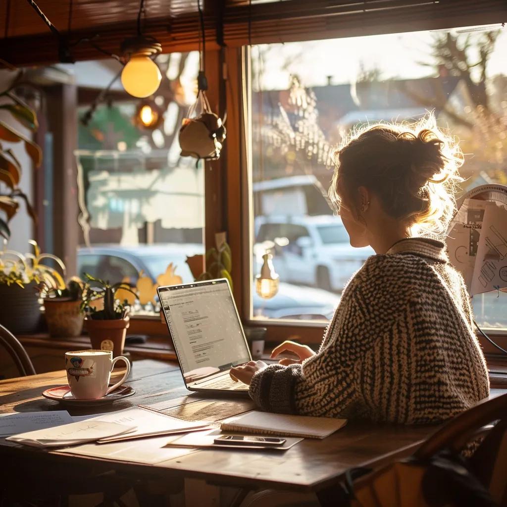 Small business owner in Roseville reviewing Google Ads performance in a cozy office